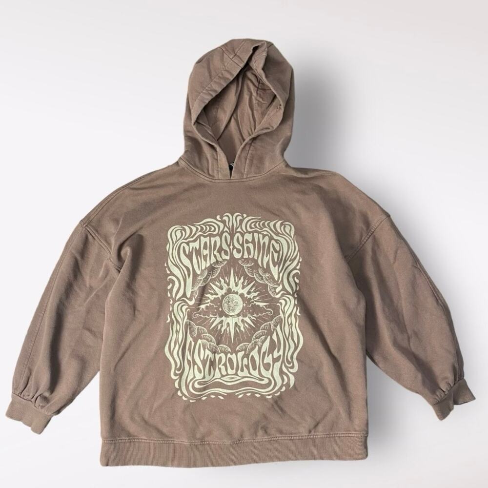 Divided Stars Shine Brown‎ Astrology Hoodie Size L